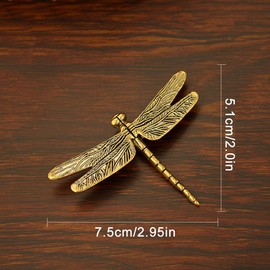 3pcs Gold Dragonfly Sculpture Solid Metal Insect Ornament Mini Insect Figurine for Home Office Garden Desktop Decor (Dragonfly)