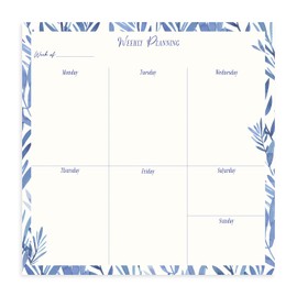 Designer Papers by Designer Greetings Blue Leaves Undated Weekly Desk Calendar – 52 Pages – Scheduling, Work, Back-to-School Supplies, Personal Notes