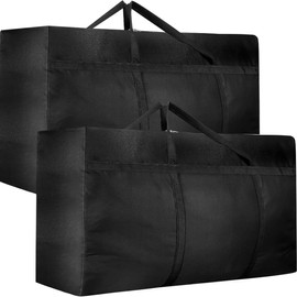 Pack of 2 120L Extra Large Storage Bags, 600D Oxford Heavy-Duty Moving Bags with Zips, Handle, Waterproof Carry Bags for Clothes, Blankets and Pillows