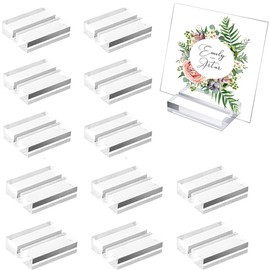 12 Pcs Acrylic Place Card Holder Clear Acrylic Stands Sign, for Numbers Photos Office Menu Meeting Name Display