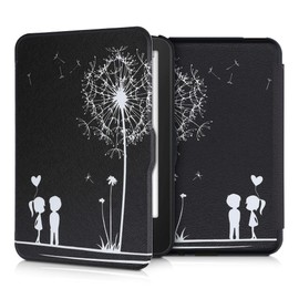 kwmobile Flip Case Compatible with Tolino Vision 1/2/3/4 HD Case - eReader Case - Dandelion Love White Black