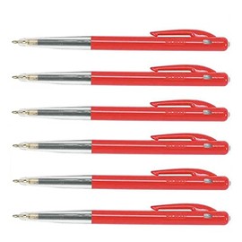 BIC M10 Medium Point Retractable Ballpoint Pen - Red (Pack of 6)