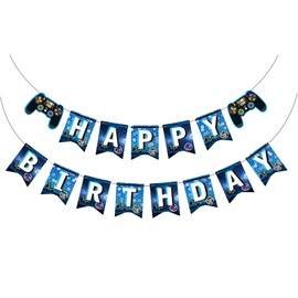 Elaliyi Video Game Happy Birthday Banner Video Game Birthday Decorations Gaming Birthday Decorations for Boys Kids Player Gaming Themed Party