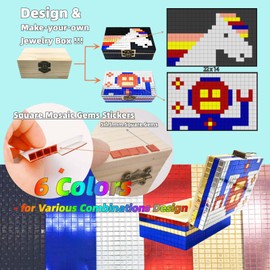 DEUXPER DIY Mosaic Jewelry Box & Beads Bracelets for Kids Ages 8-12, Crafts for Girls 6-8 9 10 11 Year Old, Girls Toys 10-12, Arts and Crafts for Kids, 7 Girl Birthday Gift