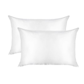Curly Girl Microfiber Satin Pillowcase for Hair and Skin Pillowcase 2 Pack, Pillow Cases Set of 2 - Slip Cooling Satin Pillow Covers with Envelope Closure (Ivory, King)