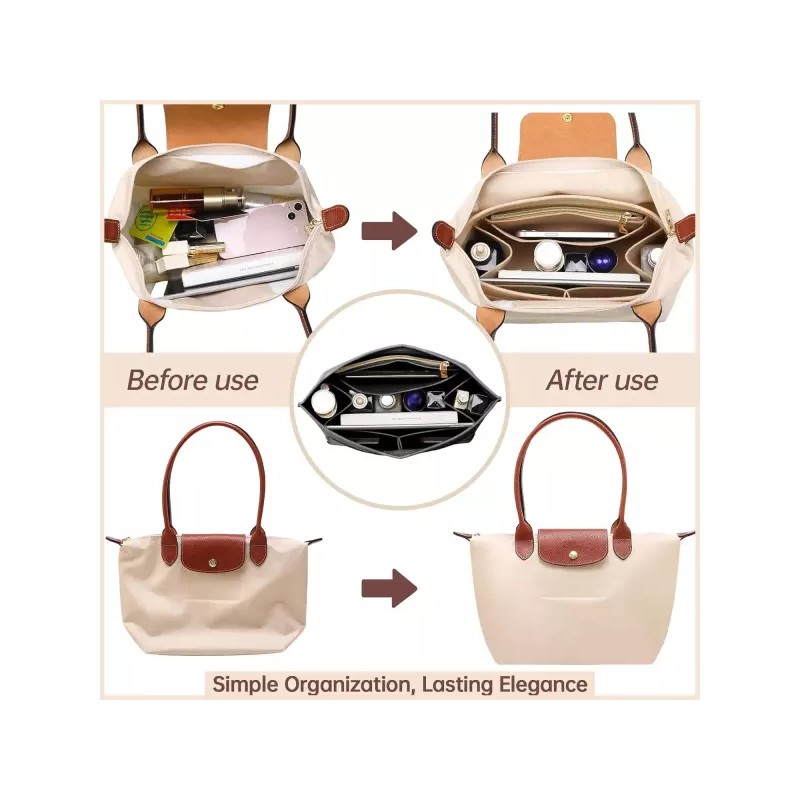 Longchamp 롱샹 르 플리지 프리미엄 펠트 가방 여성용 지갑 정리함