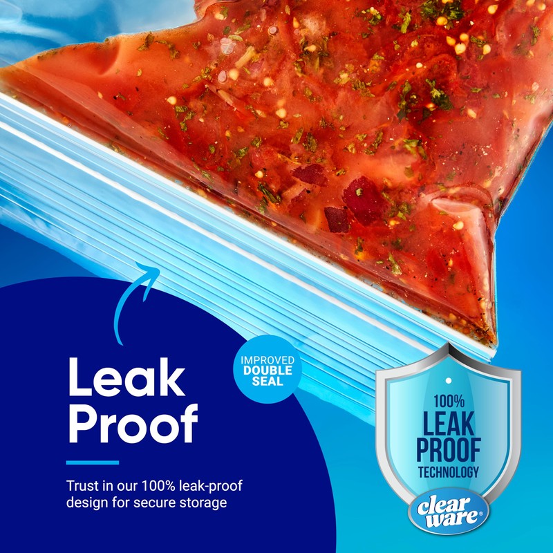 Gallon Freezer Bags, Double Zipper Seal - 100 Count, Thick