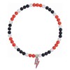 EDWTG Lightning Bolt Baseball Beaded Necklace Bling Cross Baseball Ice
