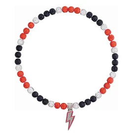 EDWTG Lightning Bolt Baseball Beaded Necklace Bling Cross Baseball Ice Necklace Baseballs Chain Necklaces Stuff Drip Accessories(White&Blue), One Size, clay Softball, No Gemstone