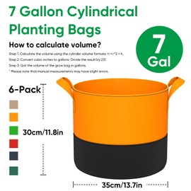 7-Gallon Grow Bags for Potato Planting: 6 Pack Heavy Duty 350G Thickened Tomato Planter Bags with Handles - Fabric Pots Felt Garden Bags for Growing Vegetable Fruit Flower Herb with 10 Plant Labels