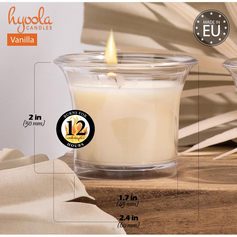 HYOOLA Clear Cup Scented Votive Candles - Vanilla - 12