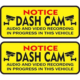 StickerTalk Notice Dash Cam Vinyl Stickers, 1 Sheet of 2 Stickers, 4.75 inches by 2 inches Each
