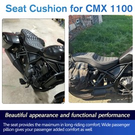 Midimttop Motorcycle Thicken One-Piece Rear Rider Passenger Seat Pillion Cushion Detachable fit for Hon-da Rebel CMX 1100 CMX1100 CMX-1100 2021 2022 2023 (Diamond Style)