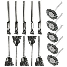 GmeDhc Wire Brush Attachment Drill Set, 15 Pieces Wire Brush Set for Drill, Rust Brush Set, Durable Wire Brush Attachment Cordless Screwdriver for Rust Removal, Deburring, Polishing Used