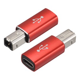 sourcing map USB C Female to MIDI Convert Adapter, Type-C to USB B Adapter Red for Printers, Laptop, Tablet, Piano, Synthesizers, Pack of 2