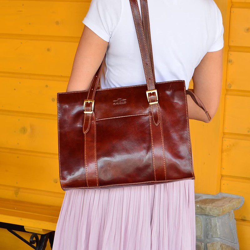 Leather Diamonds TMC Leather Shopper Bag, Two Compartments, 36 x