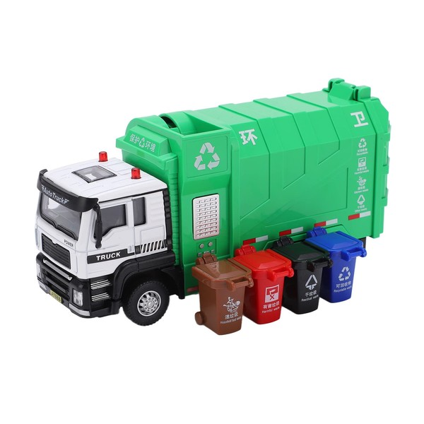 Garbage Truck Toy, 1:50 Pull Back Alloy Waste Management Recycling