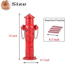 Phaxth 24" H Metal Fire Hydrant for Dogs to Pee On, Vintage Mid & Large Dog Fire Hydrant Pee Post for Outdoor Decor