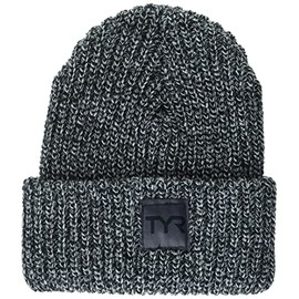 TYR Standard Unisex Cuffed Ribbed Beanie, Black, One Size