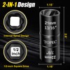 Topec 21mm x 22mm Flip Lug Nut Extractor, 1/2" Drive