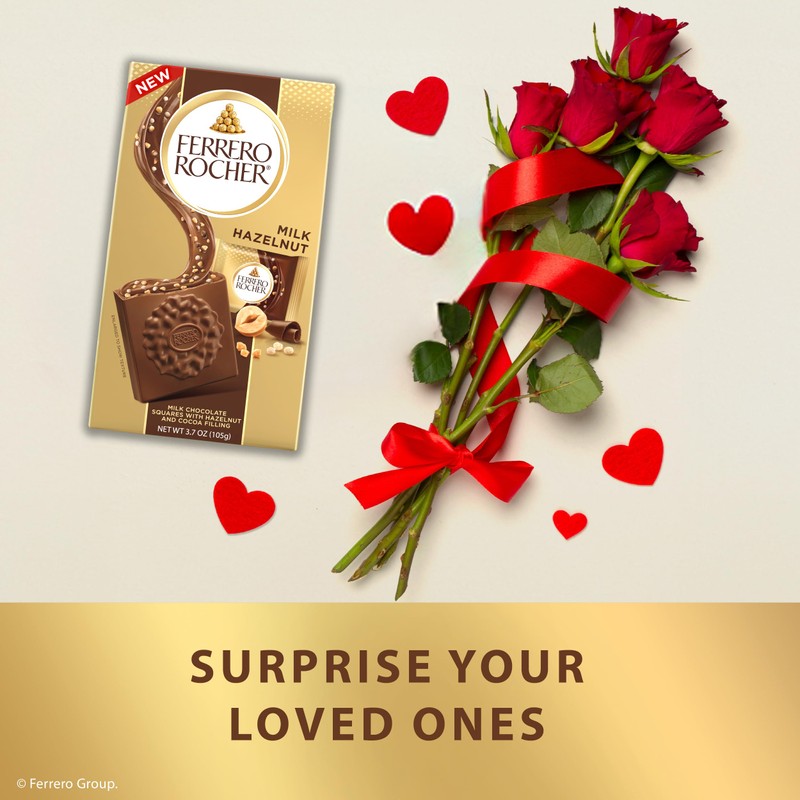 Ferrero Rocher Premium Hazelnut Milk chocolate squares, Valentine's Day Chocolate