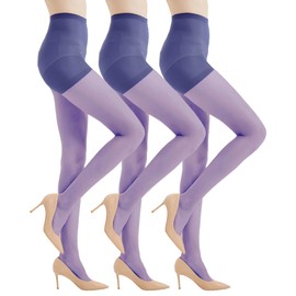Citystl 3 Pairs Black Sheer Tights for Women - 20D Not Rip Control Top Pantyhose with Reinforced Toes - Resist Tears