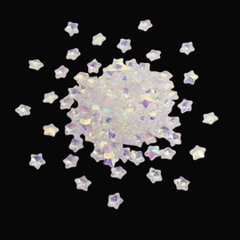Qingsen 100Pcs Tiny Crystal AB Color Glass Faceted Star Charms 13x7mm for DIY Jewelry Craft Making
