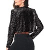 ANNA-KACI Womens Shiny Sequin Long Sleeve Glitter Cropped Blazer Bolero