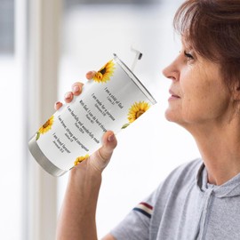 MOTERMATE Christian Sunflower 20oz Travel Coffee Tumbler for Women, Christian Religious Baptism Faith Based Gifts for Women, Inspirational Bible Verse Water Stainless Steel Tumbler with Lid and Straw