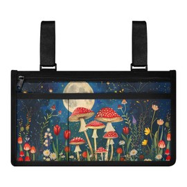 ZOUTAIRONG Moon Mushroom Wheelchair Side Bag Walker Bag Wheelchair Accessories for Adults Waterproof Armrest Organizer Storage Pouches with Reflective Stripes for Electric Wheelchair Walkers Seniors