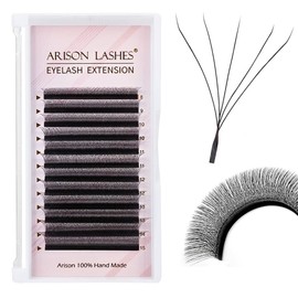 5D W Shape Eyelash Extension Natural Soft Volume 0.07mm D curl 15mm Premade Fans Faux Mink Matte Black Cluster 12 rows