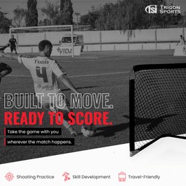Practice Partner by Trigon Sports Folding Soccer Goal, Portable Soccer Goal Net with Push Button Assembly, Metal Soccer Goals for Backyard (4'Hx6'Wx3'D)