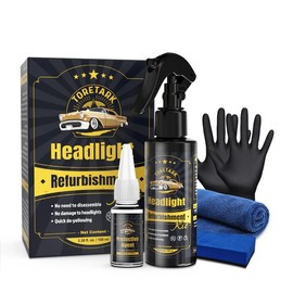 Toretark No-Sand Car Headlight Restoration Kits (100ML Cleaning Solution + 10ML Crystal Coating Agent), Repairs Oxidized And Yellowed Headlights, Crystal Clear Coating, Car Care Product