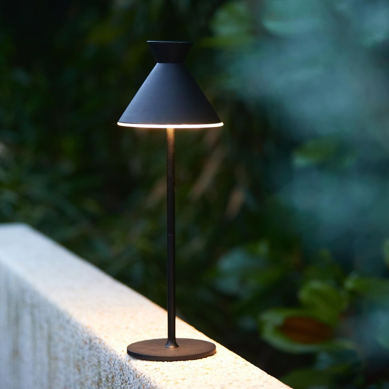 DEELUX Table Lamp Dimmable Wireless (Black, 1 Piece)