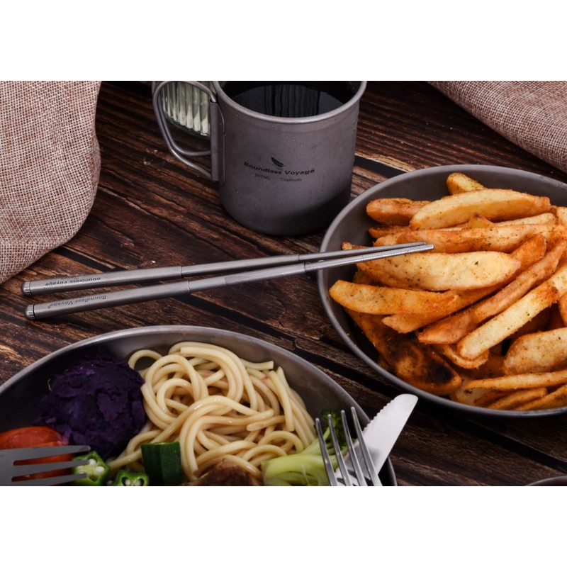 iBasingo Titanium Foldable Chopsticks Camping Travel Retractable Chopsticks Ultralight Reusable
