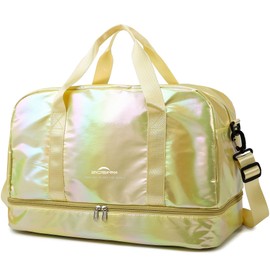 ZIOSINM Women's 40L Small Travel Bag Weekender Glitter Sports Bag with Shoe Compartment and Wet Compartment, Sauna Bag, Swimming Bag, Training Bag, Fitness Bag, Gym Travel Bag, yellow, Fashion
