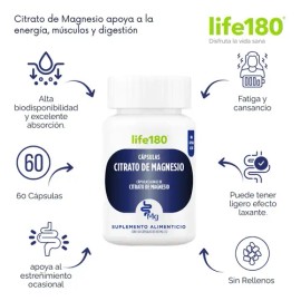 Citrato Magnesio Life 180 Cápsulas Sabor