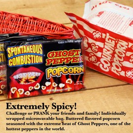 Spontaneous Combustion Ghost Pepper Microwave Popcorn Bags - 6 Pack - Ultimate Spicy Gourmet Popcorn - Perfect Hot Movie Theater Popcorn for Home - Try if you dare!