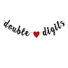 Double Digits Banner Perfect for 10th Birthday Party Decoration,10th Anniversary Party Sign