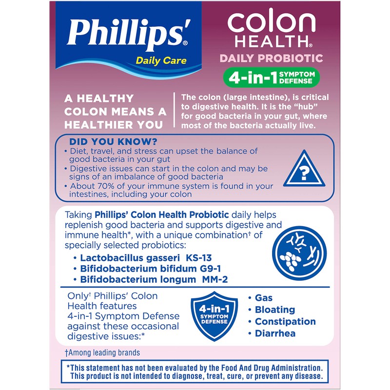 Phillips' Colon Health Probiotic Supplement - 30 Capsules, Pack of