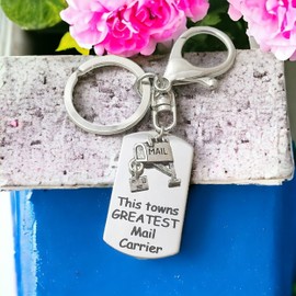 Mail Carrier Metal Engraved Swivel Keychain for Mailman Thank You Gift