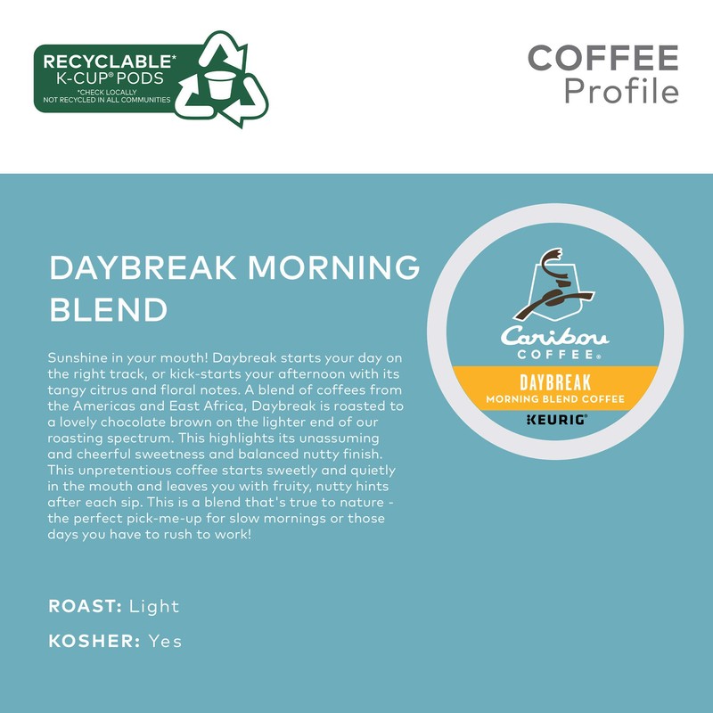 Caribou Coffee Daybreak Morning Blend Keurig Single-Serve K-Cup Pod, Light