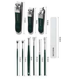 10 Pcs Nail Clipper Set,Portable Nail Scissors Grooming Kit,Ear Spoon & Nail drill & Nail File Kit in Travel Case,Sharp Straight & Curved & Slant Cutting Blades,Stainless Steel Pedicure Manicure Kit