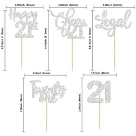 Paquete de 30 adornos para magdalenas de cumpleaños 21 con purpurina, 21 saludos a 18 años de edad, para decoración de pasteles de cumpleaños de feliz 21 cumpleaños, aniversario, fiesta, color
