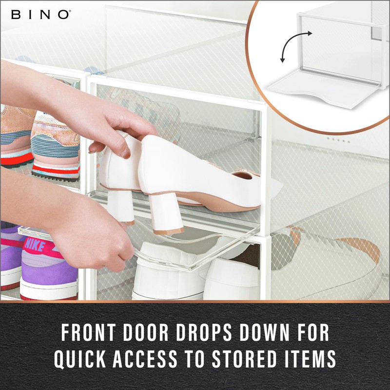 BINO 12-Pack Plastic Stackable Shoe Box Set - Clear |
