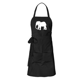 huuraa Elephant Silhouette Gift Apron Cooking Apron Cotton Elephant Gift Idea, black, One size fits all