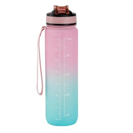 KM Crafts LTD Plastic Drinking Water Bottle, Leakproof Design Water Bottle, BPA Free, Teenager, Adult, Sports, Gym, Fitness, Outdoor, School & Office, 1Litre (Pink-Blue)