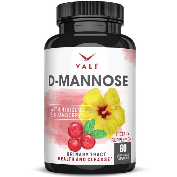 VALI D-Mannose 1000mg Urinary Tract Health Formula. Organic Cranberry Fruit Powder & Hibiscus. Healthy Bladder, Natural Cleanse, Fast Detox Flush, Herbal UT Function Support Pills. 60 Veggie Capsules