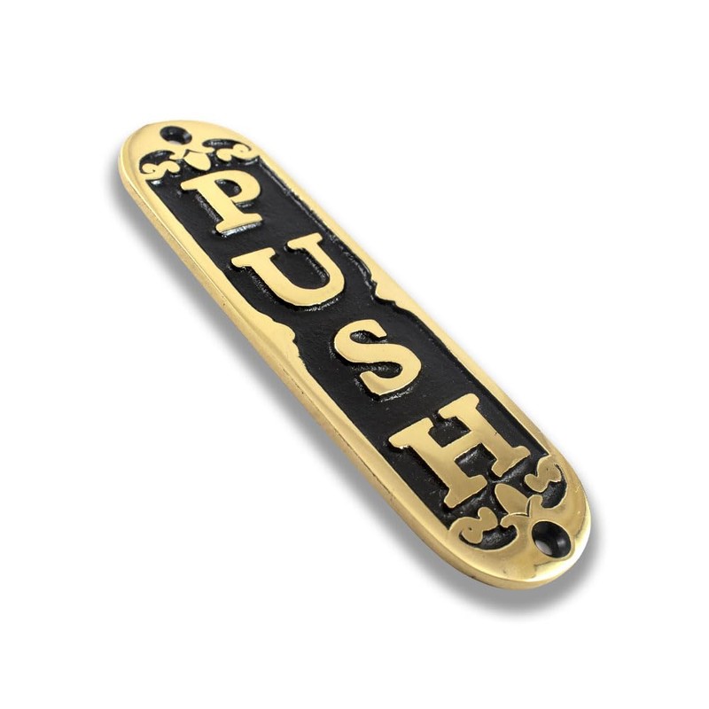 brass push pull door sign combo set pair plate plates