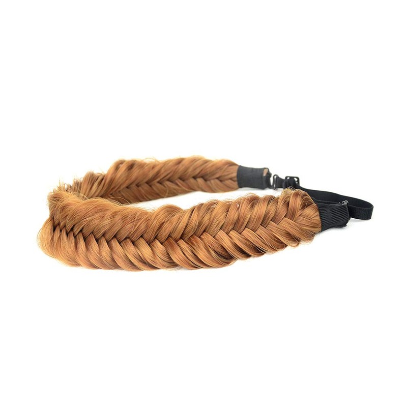 BOBIYA Wide Fishtail Synthetic Hair Braids Headband, Classic Braided Headband,